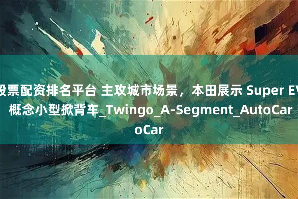 股票配资排名平台 主攻城市场景，本田展示 Super EV 概念小型掀背车_Twingo_A-Segment_AutoCar